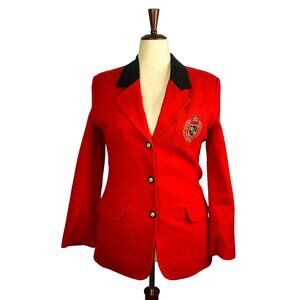 Vintage Norton McLaughton Red Women's Blazer with Black Collar size 10